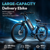 Vélo électrique Chamrider avec un couple de 80 Nm, batterie 48V 55Ah, pneus larges 26x3.0, chargeur rapide 8A, frein à disque hydraulique, vélo cargo électrique C 55