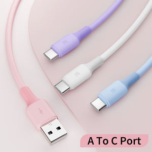 Câble de charge rapide en silicone USB-<span class=keywords><strong>A</strong></span> vers C 3A pour téléphones Macaron OEM EU/US - Product Image 1