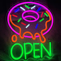 Enseigne néon personnalisée en forme de beignet, lampe murale LED colorée en forme de beignet pour boulangerie, café, décoration murale de magasin alimentaire
