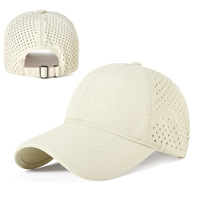 Casquettes de baseball personnalisées en nylon vierges à 6 panneaux, imperméables, avec boucle coulissante, dos extensible en maille perforée au laser