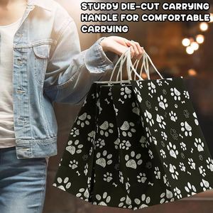 Bolsas de Papel Kraft Personalizadas con Estampado de Huellas de Perro, Bolsas de Papel con Asas, Bolsas de Regalo para Mascotas - Product Image 5