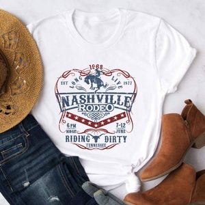 Nashville Rodeo Western Graphic Tee Shirt Summer Women's Vintage Print Shirts - Product Image 3