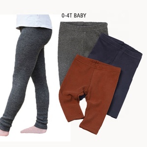 도매 유기 면 평야 뜨개질을 한 늑골을 붙인 아기 소녀 각반 가을 - Product Image 1