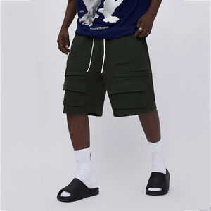 Pantalones Cortos Deportivos Bermuda de Algodón Liso con Cintura Elástica y Bolsillos Laterales Personalizados para Hombre, Fabricación de Verano - Product Image 4