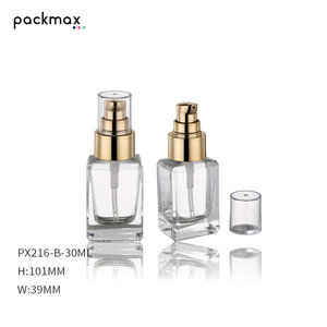 30ml square thick-bottom glass bottle with pump — suitable for lotion, serum, cosmetics, and liquid <b>foundation</b> - Product Image 2