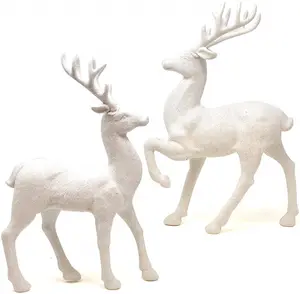 树脂鹿工艺假日驯鹿数字 12.5 银闪光表装饰晚餐派对咖啡圣诞快乐