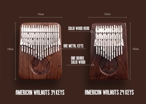 <span class=keywords><strong>JELO</strong></span> - Paquete de 20 Kalimbas de Nogal Americano A-34, Instrumento Musical de Percusión, 0.75 kg, 18x14x2 cm - Product Image 4