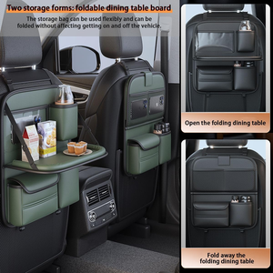 Organizador de Asiento Trasero de Coche Personalizado de Fábrica con Bandeja, Mesa Plegable para Reposacabezas de Asiento Trasero con Bolsillos Grandes, Cuero Impermeable - Product Image 2
