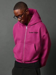 High Quality Custom Zipper <b>Hoodies</b> Manufacturers Heavy Weight French Terry <b>Zip</b> <b>up</b> <b>Cropped</b> Boxy <b>Hoodies</b> For Men's Winter Wear - Product Image 3