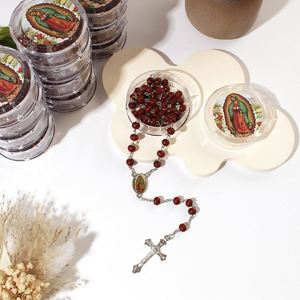 Catholic 6mm Scented Wood Bead Necklace New Virgin Mary Cross with <b>Box</b> Eco-Friendly ROSARY Rosary Beads - Product Image 1