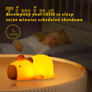 Regalo de cumpleaños Kawaii Squishy Lying Flat Capybara Night Light Recargable Silicone Capibara Lamp Tap RGB Capybara Nursery Light - Product Image 4