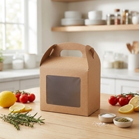 Boîte cadeau en papier kraft de taille personnalisable avec fenêtre transparente en PVC et poignée en corde pour l'emballage de tasses en céramique