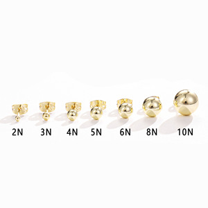 Bán Buôn Cm Đồ Trang Sức Pendiente De Boton Phụ Nữ 14K Vàng Mạ Cổ Điển Kích Thước Đầy Đủ Nhỏ Midium Lớn Vòng Sáng Bóng Stud Bóng Bông Tai - Product Image 2