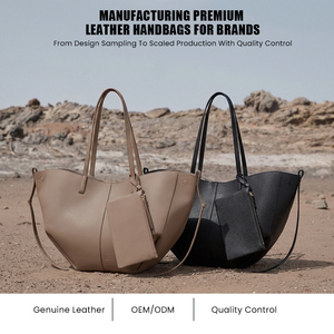 Fabricant <span class=keywords><strong>de</strong></span> sac fourre-tout marques OEM dames mode grande main en cuir véritable sac fourre-tout à bandoulière pour les femmes - Product Image 2