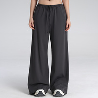 Pantalones de Salón Personalizados con Etiqueta Privada, Cintura Elástica Cómoda, Color Sólido, Corte Holgado, Pantalones de Yoga de Pierna Ancha para Mujer