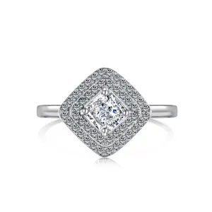 Dylam 925 стерлингового серебра с родиевым покрытием вечностью Алмазный квадрат 8А измельченный кубический цирконий обручальное кольцо