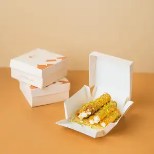 กล่องกระดาษแข็ง Eclairs สำหรับร้านขนมอบขนม,คัพเค้กขนมขนาดเล็กสำหรับออกแบบเองได้
