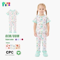 Pyjamas pour enfants en coton biologique 100% personnalisés Puresun, ensembles de vêtements de nuit pour enfants à volants, imprimés de dessins animés, pyjamas d'été pour filles