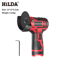 Mini-meuleuse d'angle sans fil Hilda de qualité industrielle et bricolage, 21V, batterie lithium, interrupteur à gâchette, 500W, disque de meulage 76mm, 10000 tr/min
