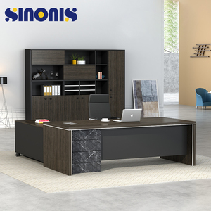 Sinonis Modern Luxury Wooden Extendable Executive Office Desk Matching Bookshelf-One-stop Office Furniture Solution Manager - Product Image 1