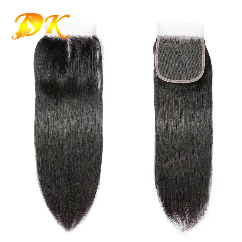 DK Human Hair Virgin Silk Base Closure,Straight Brazilian Hair Bundles with Closure with shipping costs