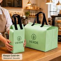 Sac de livraison de repas à emporter en tissu non tissé avec doublure en aluminium, personnalisé avec logo, pour la logistique de restauration haut de gamme