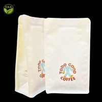 Sac de café d'emballage en papier kraft vide biodégradable compostable avec impression personnalisée à fond plat refermable écologique
