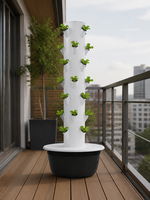 Tour d'agriculture verticale à 7 étages avec irrigation goutte à goutte automatique, pompe, paniers en filet et éponge de culture, prise US-EU disponible
