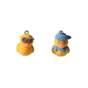 Flocked Little Yellow Duck Charm Resin <b>Plastic</b> DIY Jewelry Findings For Earrings And Bag Accessories Wholesale - Product Image 5