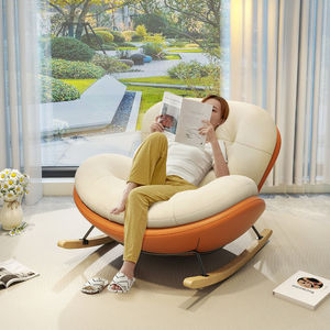 Nórdico moderno de lujo de cuero duradero sala de estar mecedora reclinable salón sofá individual perezoso silla tapizada relajarse muebles - Product Image 2