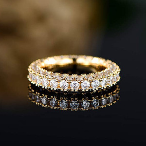 Anello Eternity da Donna F1584 in Oro Rosa con Zirconia Cubica, Montatura Pavé, Anello Nuziale alla Moda con Pietra Rotonda - Product Image 4