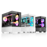 ABKO U40M White MicroATX Gaming Case Fan Pre-Installed Tempered Glass 3 ARGB Fans Type-C Dual USB 3.0 Ports Steel Material Audio