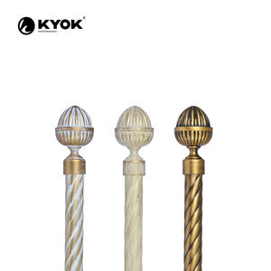 Tringle à rideau KYOK en or antique avec embout orné, poulie lisse à forte charge, vente en gros - Product Image 1