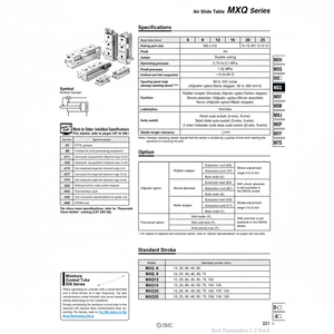 Table coulissante pneumatique SMC MXQ12-75C - Product Image 1