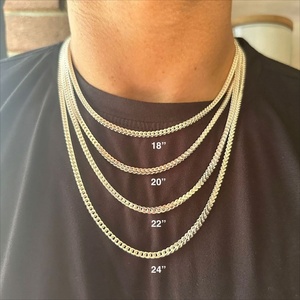 Cadena Franco de Plata Maciza 925, Cadena Franco Cuadrada de Plata de Ley, Collar Unisex, Cadena de Eslabones Cerrados para Hombre y Mujer - Product Image 4