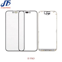 Pour iphone 15 Pro Max 15 Plus Lentille en verre de panneau d'écran extérieur avant avec cadre de lunette OCA