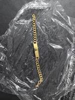 Bracelet d'identification en gros en acier inoxydable, chaîne gourmette à barre gravée, inaltérable, hypoallergénique, Or, Argent, Or rose, Noir
