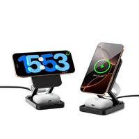 Chargeur sans fil magnétique pliable 3 en 1 15W avec contrôle de température TEC AI, support en aluminium pour téléphone, montre et écouteurs, idéal pour les voyages