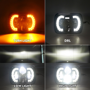Faros Delanteros LED Cuadrados LOYO de 7 Pulgadas, Faro Delantero con Halo, Luz Alta y Baja, Proyector para Jeep Cherokee XJ - Product Image 2