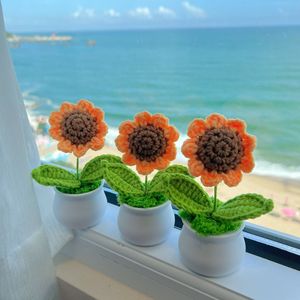 Pot de fleurs tressé à la main pour bouquet de tournesols, idéal pour fleurs fraîches préservées, parfait pour les marchés nocturnes ou comme cadeau pour la Fête des Enseignants - Product Image 1