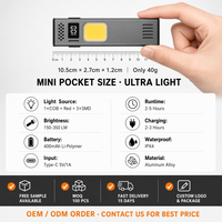 Lampe de travail EDC en aluminium avec affichage numérique, 350LM COB LED, rechargeable, magnétique, lampe de poche de type C pour l'extérieur