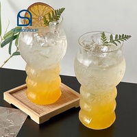 Glazen beker met opdruk, transparant, 'bubble juice'-design, Koreaans, schattig, herbruikbaar, voor koffie, latte, etc., voor cafés.