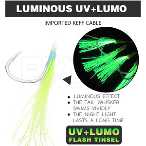 Mag PXSW01-GT Jigging Haak Glow Feather Uv Assist Haak 1/0 2/0 3/0 4/0 5/0 Zout Water Hard Sterke Enkele Jigging Lokhaken - Product Image 5