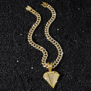 Collar con Colgante de Diamante Geométrico de Diseño Hiphop, Cadena Cubana de Aleación, Collares para Hombre, Joyería de Moda - Product Image 3