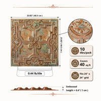 PAINTSDECOR Plaques de plafond décoratives en PVC 2x2 pieds, faux tôle gaufrée, panneaux muraux étanches pour cafés vintage PL16 Palazzo Clay
