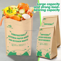 Sac à déchets alimentaires compostable et imperméable pour la cuisine, sac en papier kraft jetable avec film PLA, papier enduit certifié, matériaux recyclés