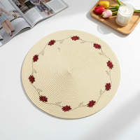 Klassisches Gold PP Tischset mit Chinesischen Merkmalen, Rutschfester Kante, Roter Blumenstickerei, Umweltfreundliches 4-teiliges Gewebtes Tischmatten-Set