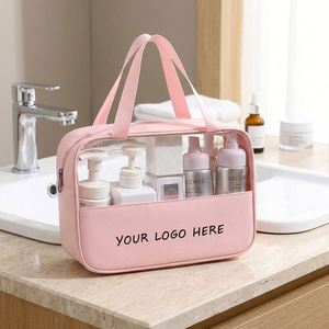 Custom Eco-Friendly Reusable <b>Clear</b> PVC Portable Cosmetic Tote Zipper Closure Light Weight Large Capacity Travel <b>Bag</b> Oem/Odm - Product Image 1