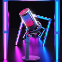 Oneleader ME6S Microphone de studio USB de jeu RVB professionnel Bureau à condensateur en direct pour le bruit métallique filaire
