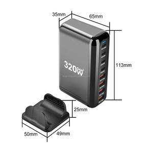 320W Adapter Đầu Di Động Gan Số Lượng Lớn Đa Máy Tính Để Bàn Trạm Cắm USA Anh Điện Thoại Loại C Cổng Nhanh Chóng Sạc USB Tường Bộ Sạc - Product Image 6